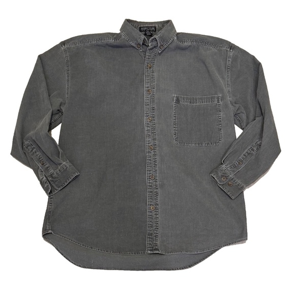 Structure Men's 100% Cotton Cordoroy Long Sleeve Button Down Shirt Grey; Medium - Picture 1 of 5
